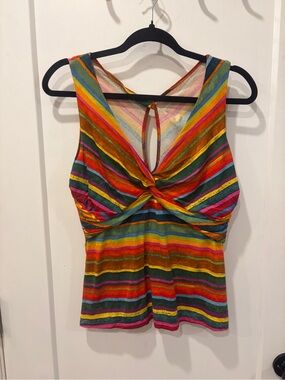 Vintage Striped Twist-Front Women's Tank Top